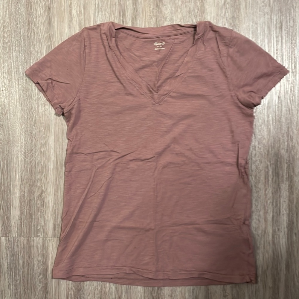 Madewell V Neck Cotton Cap Sleeve T Shirt XS